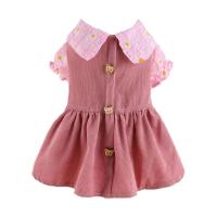 Adorable Pet Princess Dress with Cute Bear Button Cat Dog Dress Puppy Clothe Dog Accessories Dresses