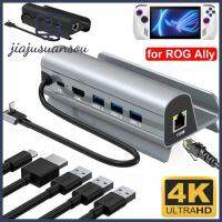 JIAJUSUANSOU กิกะบิตอีเธอร์เน็ตคอนโซลแบบถือฐานตั้ง4K 60Hz PD ชาร์จ Type-C ฮับแปลงแผ่นอลูมิเนียมยืดกล้อง USB-C อัลลอยสำหรับ Asus ROG Ally/ดาดฟ้าไอน้ำเดินทางในบ้าน