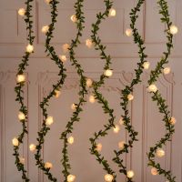 【LZ】♠☒❅  3/meter led artificial rosa flor string luzes do casamento centerpieces decorações decoração para casa brilhante falso planta videira com luzes