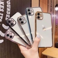 เคสโทรศัพท์ iphone เมทาลิคใส ขอบเหลี่ยม คลุมเลนส์กล้องอย่างดี  ไอโฟน 12promax 12pro 12 11promax 11pro 11 XSmax Xs X XR 7plus 8plus 7 8 SE 2020 Case iphone ขอบเหลี่ยม