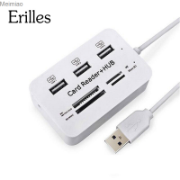 Erilles ฮับไมโคร USB อเนกประสงค์2.0 OTG Combo ตัวแยก USB การ์ดความจำต่อเครื่องอ่านการ์ดพอร์ตฮับ WH สายอะแดปเตอร์สำหรับคอมพิวเตอร์สมาร์ท Meimiao