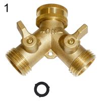 Garden Hose Y Valve Connectors Brass Hose Splitter with Solid Brass Handle Brass Y Valve Water Garden Hose Adapter 2 Way