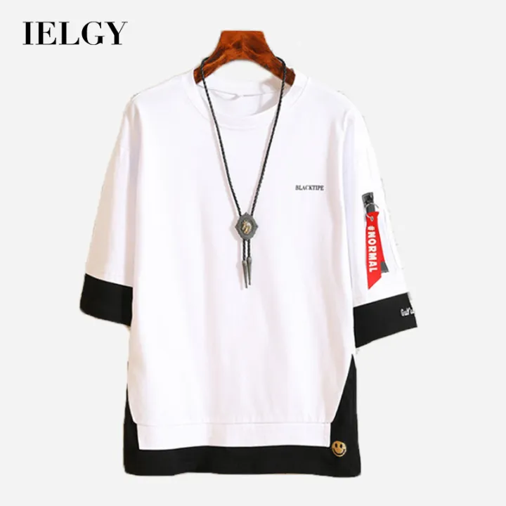 Ielgy Summer Five Point Sleeve T Shirt Men S Short Sleeved Korean Tide Loose Half Cut Sleeve T Shirt Tide Brand Lazada Ph