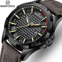 NAVIFORCE นาฬิกาควอทซ์ลำลองใหม่สำหรับกีฬาทหารชายนาฬิกากันน้ำหนังคลาสสิกสำหรับนักธุรกิจ