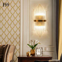 Fss Modern Gold Glass Wall Sconce LED Light Bedside For Bedroom Living Room Home Crystal Lamp Bathroom Fixtures