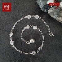 MT สร้อยข้อเท้าเงินแท้ ประดับ cz สีขาว มีกระดิ่ง Solid 925 Sterling Silver Ankle Bracelet (sab075-1) MT Jewelry มณีธารา