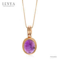 Lenya Jewelry  จี้เงินแท้ 925 ชุปพิ้งโกล ประดับพลอยอเมทีสต์ (Amethyst) ช่วยผ่อนคลายความเครียด และความโกรธให้คลายลง