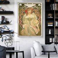 ○ ภาพวาดที่มีชื่อเสียง Art Nouveau นางฟ้าโดย Alphonse Mucha โปสเตอร์ศิลปะผ้าใบและพิมพ์ภาพศิลปะ Mucha สำหรับห้องนั่งเล่นเครื่องตกแต่งฝาผนัง