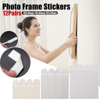 24 Groups White Tape Damage-Free Picture Frame Hanging Strips Wall Sticker Hook Value Pack Picture Photp Frame Hanging Strips