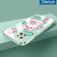 เคส Dienya สำหรับ OPPO A92s Reno 4z เคสการ์ตูนน่ารักโชคดีน่ารักใหม่กรอบสี่เหลี่ยมชุบซิลิก้าเจลนิ่มเคสมือถือเลนส์กล้องถ่ายรูปฝาครอบป้องกัน