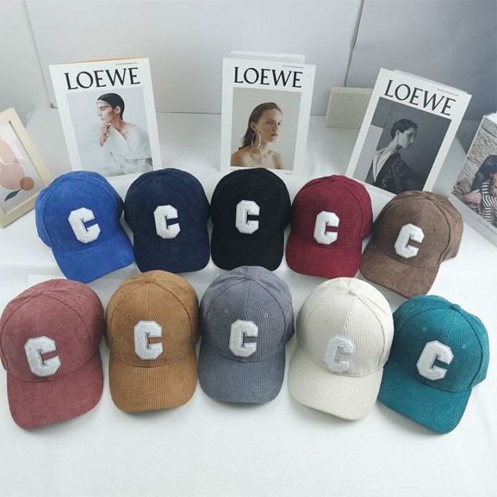 หมวกแฟชั่นผู้หญิงหมวกเบสบอลผ้าลูกฟูกมีตัวอักษร-c-snapback-ผู้หญิงช้อปปิ้งแต่งตัวลำลองปรับได้หมวกฮิปฮอป2022ใหม่