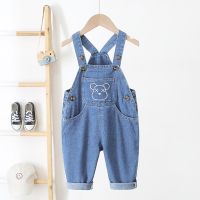 ⊙◈♕ PizzaBurger Baby Overalls Boy Trousers Jumpsuit Toddler Infant Denim Pants Cartoon Jeans Dungarees Kids Clothing