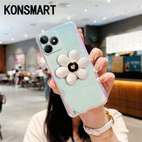 Konsmart เคสสำหรับ Realme C51 / C53 / C55 / C55 NFC 2023ใหม่ตัวยึดดอกไม้สีม่วงสีสันสดใส Realmec53ฝาหลังเคสโทรศัพท์