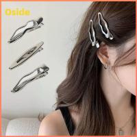 OSIDE 3PCS โลหะผสมอัลลอยด์ ที่หนีบผมรูปคลื่น ออกแบบสไตล์ลมหนาว เงินสีเงิน อุปกรณ์เสริมผม ของใหม่ เครื่องมือจัดแต่งทรงผม คลิปหน้าม้าแบบหนีบ สำหรับผู้หญิง