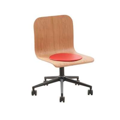 Modernform เก้าอี้ทำงานไม้แท้ รุ่น Abbey เบาะนั่งหนังสีแดง