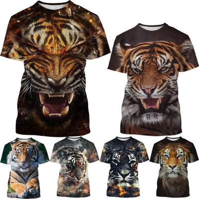 Summer of New Fashion Casual Tiger 3D Printing Mens Round Neck Short Sleeve Tops T-shirt