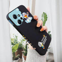 เคสสำหรับ Xiaomi Redmi โน๊ต12 4G Note 12 5G Note 12 Pro 5G เคสตัวการ์ตูนน่ารักใหม่ Doraemn ลายขอบสี่เหลี่ยมปลอกซิลิโคนเหลวคลุมทั้งหมดเคสป้องกันกล้อง