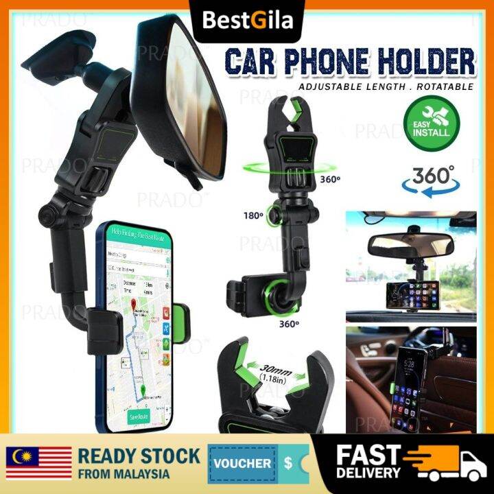 BestGila Malaysia 360 Degree Rotate Car Phone Holder Car Mirror Phone