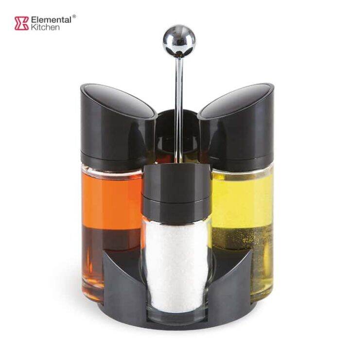 Glass bottle Salad Dressing Set Oil Vinegar Salt Pepper condiments set