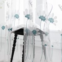 2022 Embroidery Flowers Sheer Curtains for Windows Bedroom Living Room Langsir Jarang Day Curtain Langsir Sliding Door