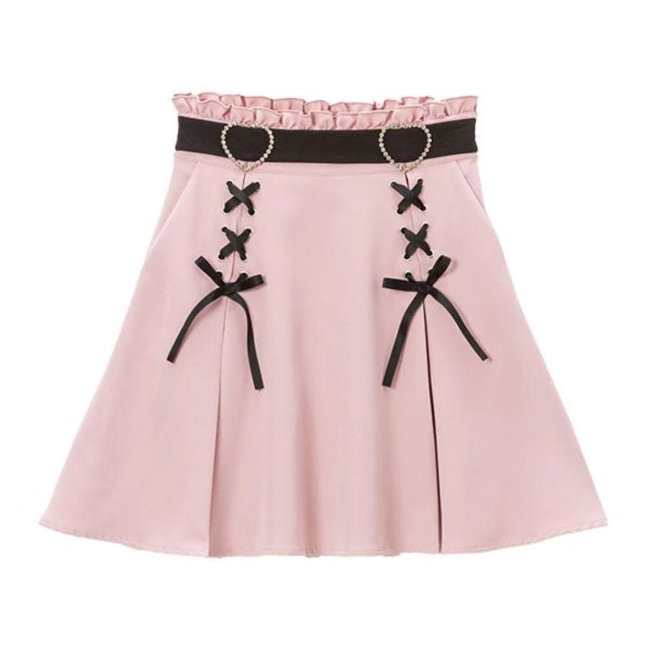 Large Lolita Halfskirt Japanese Summer High Waist Black Pink A-line ...