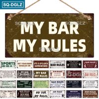 [SQ-DGLZ] My Bar My Rules Plate Home Decor Wooden Sign Hanging Family Plaque Wall/Garden/Door Decoration Bar Pub Shop Decorate