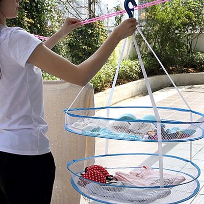 【YF】 Windproof Drying Rack For Sweaters Hanging Clothes Laundry Basket Mesh Folding Dryer Nets Single/Double Layer 2 Styles