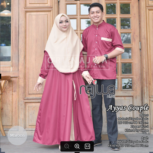 LESTARIJAYA Baju Muslim Couple Terbaru 2022 Edisi Lebaran Model Ayyas