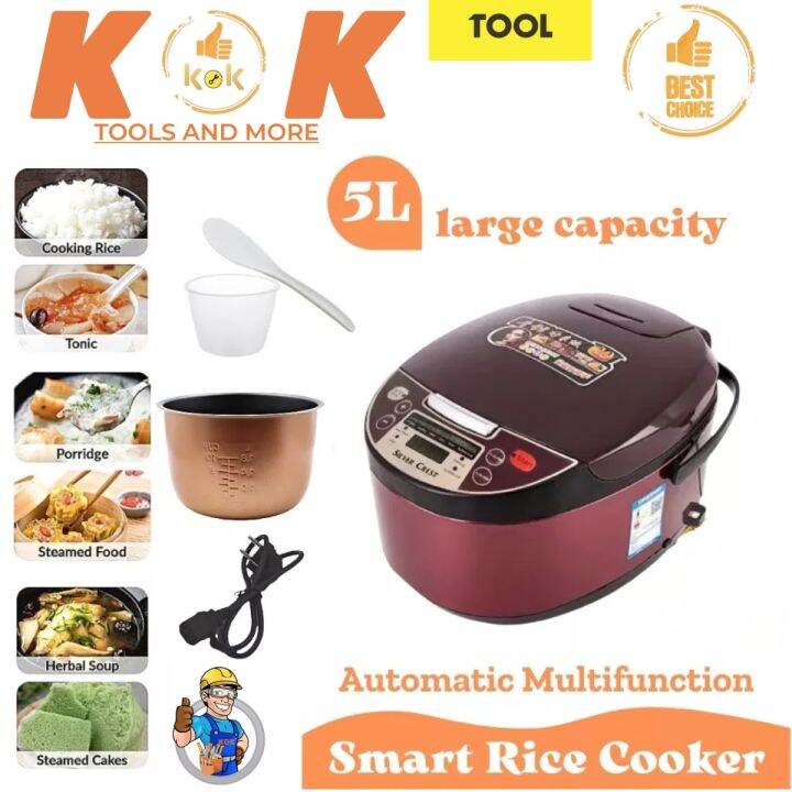 Smart Rice Cooker 5L Steamer Automatic Multifunction Heat Preservation
