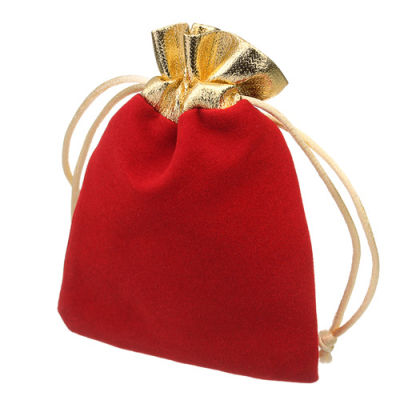 Beadtales 10pcslot 7x9cm 9x12cm Gold Color Black Red Velvet Fabric Drawstring Pouches Bags for Jewelry Christmas Gifts Package