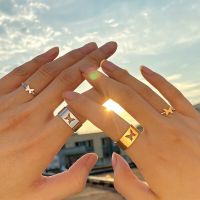 Trendy Vintage Butterfly Rings Set For Women Men Lover Couple Anillo Friendship Engagement Wedding Rock Open Adjustable Jewelry