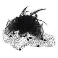 ผู้หญิง Fascinator ตาข่าย Hexapetalous ดอกไม้ Veil Feather คลิปผมเจ้าสาวงานแต่งงาน Headpiece Bowknot Wave Point Ball Hairpin Beaded