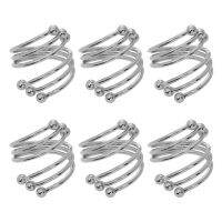 51BD 6 Pcs Simple Alloy แหวนผ้าเช็ดปากหัวเข็มขัดชุด Handcrafts Serviette Buckle สำหรับคริสต์มาสวันขอบคุณพระเจ้างานแต่งงาน Party