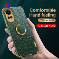 เคสหนังรูปแบบจระเข้หรูหราชุบสำหรับ Oppo Reno10 Pro 5G ฝาครอบแม่เหล็กตั้งได้ Reno10Pro Appo Plus Reno 10 Pro 6.7นิ้ว CPH2525 2023 Reno10เคส