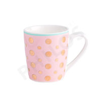 PHILOS , MISS ETOILE MUG CERAMIC W/HANDLE CANDY DOTS ROSE : CM211 | แก้วเซรามิคสำหรับใส่เครื่องดื่ม ลายจุดสีทองสวยๆน่ารักๆ