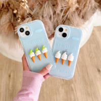 คู่รัก3D ลายการ์ตูนน่ารัก Matcha ไอศกรีมสำหรับ IPhone 14 13 12 11 Pro Max สำหรับเคสโทรศัพท์แฟชั่นความคิดสร้างสรรค์