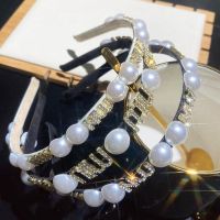 Vivienne Westwood High-end French design pearl mn letter celebrity hairband light luxury temperament retro face wash headband versatile hair accessory for going out