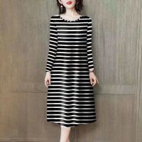 Middle-aged and elderly mothers autumn and winter long-sleeved dresses are fashionable beautiful and western-style 2022 new loose mid-length skirts ❤