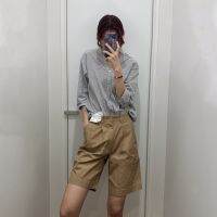 Uniqlo Sanlitun produced 2021 summer new mens and womens clothing couple models pleated cotton casual shorts five-point pants