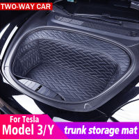 For Tesla 2021 Model Y Model 3 Car Trunk Storage Pad Trunk Tank Organizer Mat Leather Interior Decoration Accessories Trim Refit