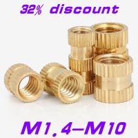 10-100pcs Injection Molding Brass insert nut m1.4 M2 M2.5 M3 M4 M5 M6 M8 M10 1/4-20UNC Brass Round Knurled Thread Inserts Nuts