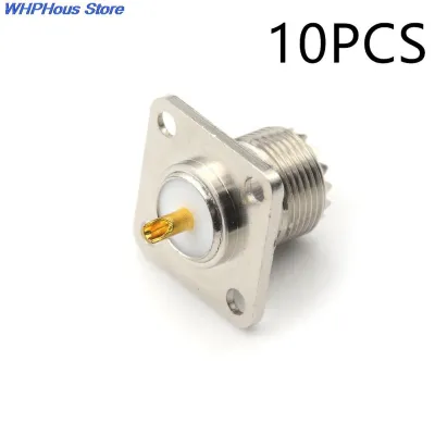 10 PCS UHF Female SO-239 4 Hole Jack Square Shape Solder Cup Coax Connector for Radio Video Female UHF Panel Mount SO239