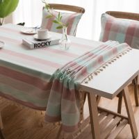 [COD] Striped waterproof tablecloth modern minimalist tea fabric linen fresh rectangular