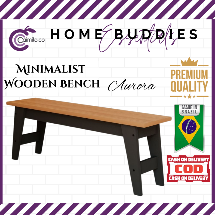 Caimito Furniture Aurora Minimalist Entryway Wood Bench Stool Chair for