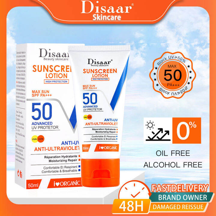 DISAAR SPF 50 Sunscreen Oil Free Face Whitening Lotion Sunblock Body ...