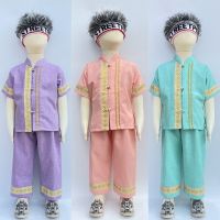 ✉℗♗  Cotton and linen summer wind dai dai male children suit 4 times with belt hero with Thai boy clothing