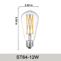 ST64 12W 16W Edison LED Filament Bulb lamp 220V E27 Vintage Antique Retro Edison Replace 160W Incandescent Light Decorative bulb