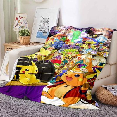 Customizable Disney Cartoon Pokémon Pikachu Blanket Printed Soft Comfortable Lazy Warm Sofa Air Conditioning Quilt Sheet Tv Four Seasons Suitable For Hiking Picnic Car a222