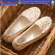 Giày nhựa dẻo đế bệt giày búp bê nhựa nữ in hoa cỏ GLG120 Cuocsongvang