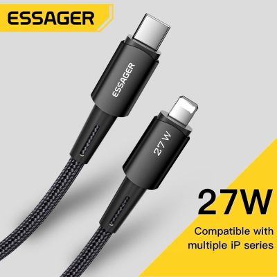 ┋❏ ganzha3965 Essager สายเคเบิลชาร์จเร็ว 27w PD USB c เป็น L Type c สําหรับ ios 7- IP14 Pro max 30w